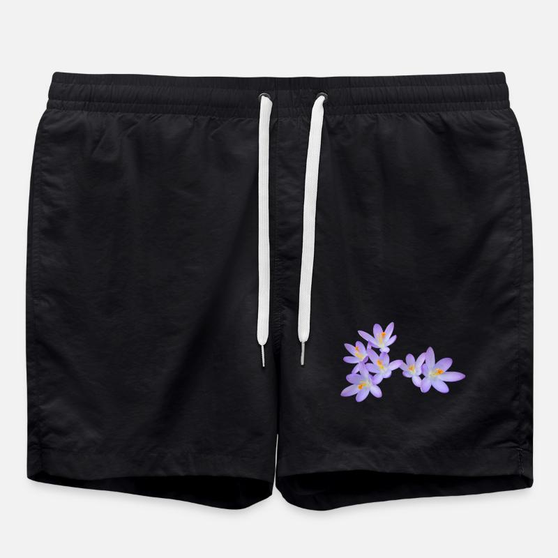 Purple spring flowers (crocus) - Swim Trunks - black