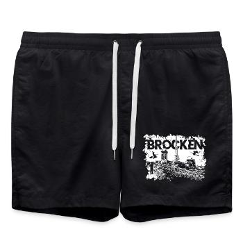 Harz Brocken Wandern - Badeshorts - Schwarz - Vorne - AI Model Male 185 light (185cm)
