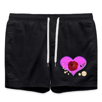 rosen design, Herzmuster Perlen - Badeshorts - Schwarz - Vorne - AI Model Male 185 light (185cm)