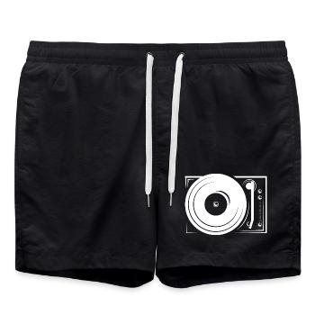 turntable platten DJ music hip hop icon Symbol - Badeshorts - Schwarz - Vorne - AI Model Male 185 light (185cm)