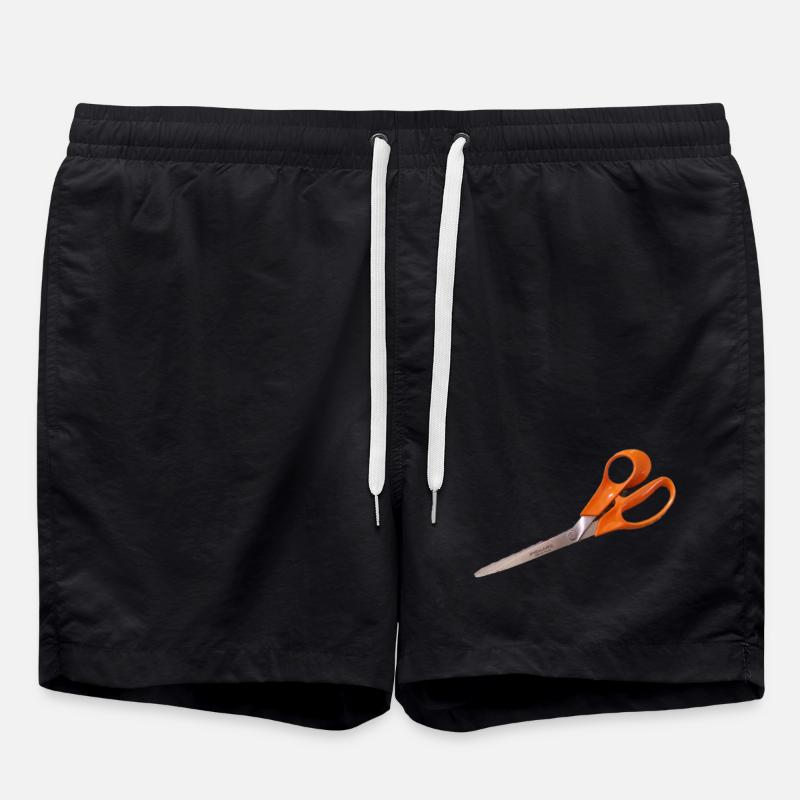 Orange scissors - Swim Trunks - black