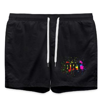 Art - Design abstrait de taches de couleur - Art - Short de bain - noir - Devant - AI Model Male 185 light (185cm)