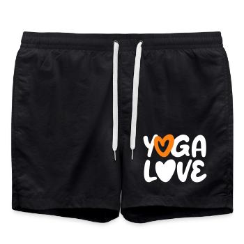 Yoga Love Heart Quote Fan Meditation Handwriting - Swim Trunks - black - Front - AI Model Male 185 light (185cm)