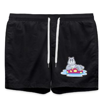 Nilpferd kleines Boot - Badeshorts - Schwarz - Vorne - AI Model Male 185 light (185cm)