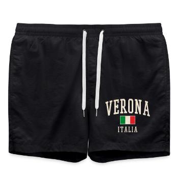 Lettrage vintage Verona Italia - Short de bain - noir - Devant - AI Model Male 185 light (185cm)