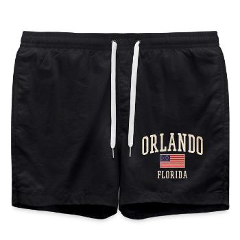Orlando Florida Vintage Flag Design - Swim Trunks - black - Front - AI Model Male 185 light (185cm)
