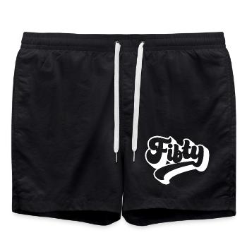 Fünfzig 50. Geburtstag Männer Frauen 50 Jahre alt - Badeshorts - Schwarz - Vorne - AI Model Male 185 light (185cm)
