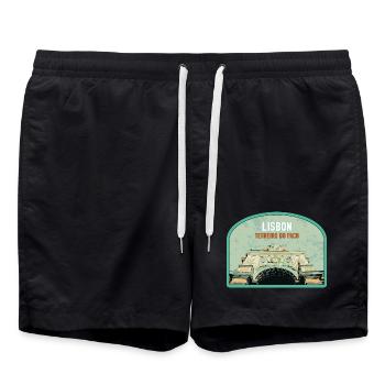 Écusson Lisbonne Porte Rue Augusta, Portugal - Short de bain - noir - Devant - AI Model Male 185 light (185cm)