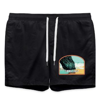 Illustration of Adraga Beach, Sintra Portugal - Swim Trunks - black - Front - AI Model Male 185 light (185cm)