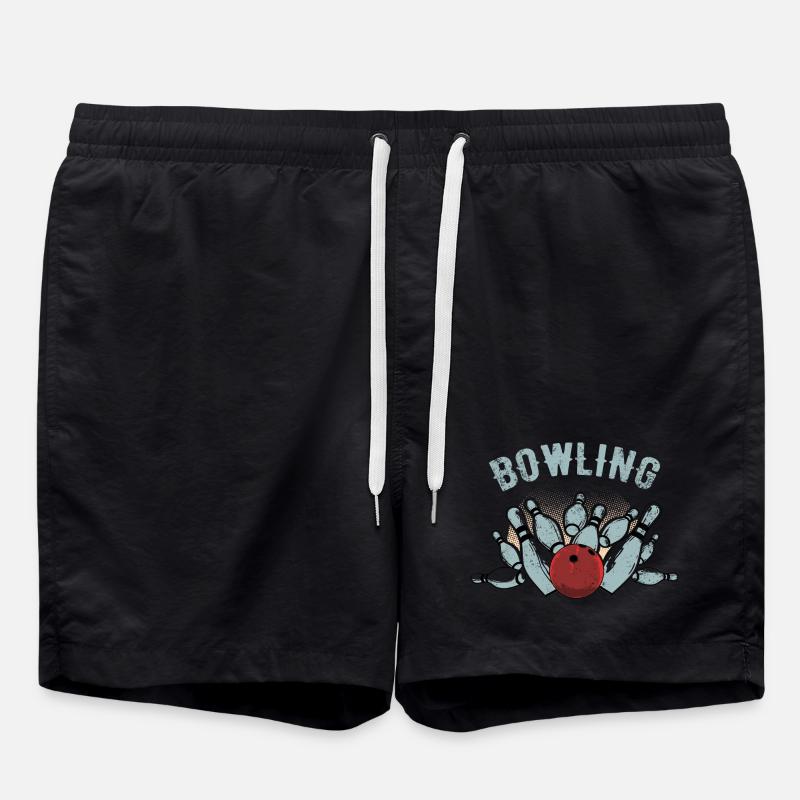 Bowling Strike Sketch - Swim Trunks - black