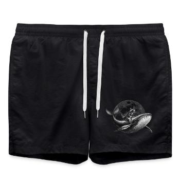 True Moon Love – A raccoon flies on a whale - Swim Trunks - black - Front - AI Model Male 185 light (185cm)