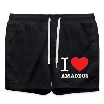 I LOVE AMADEUS - Badeshorts - Schwarz - Vorne - AI Model Male 185 light (185cm)