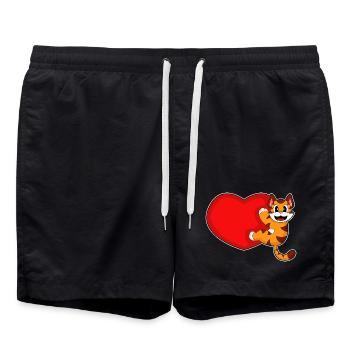 Tiger Herz - Badeshorts - Schwarz - Vorne - AI Model Male 185 light (185cm)