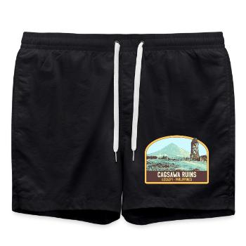 Ruins of Cagsawa, Mayon Volcano, Philippines - Swim Trunks - black - Front - AI Model Male 185 light (185cm)