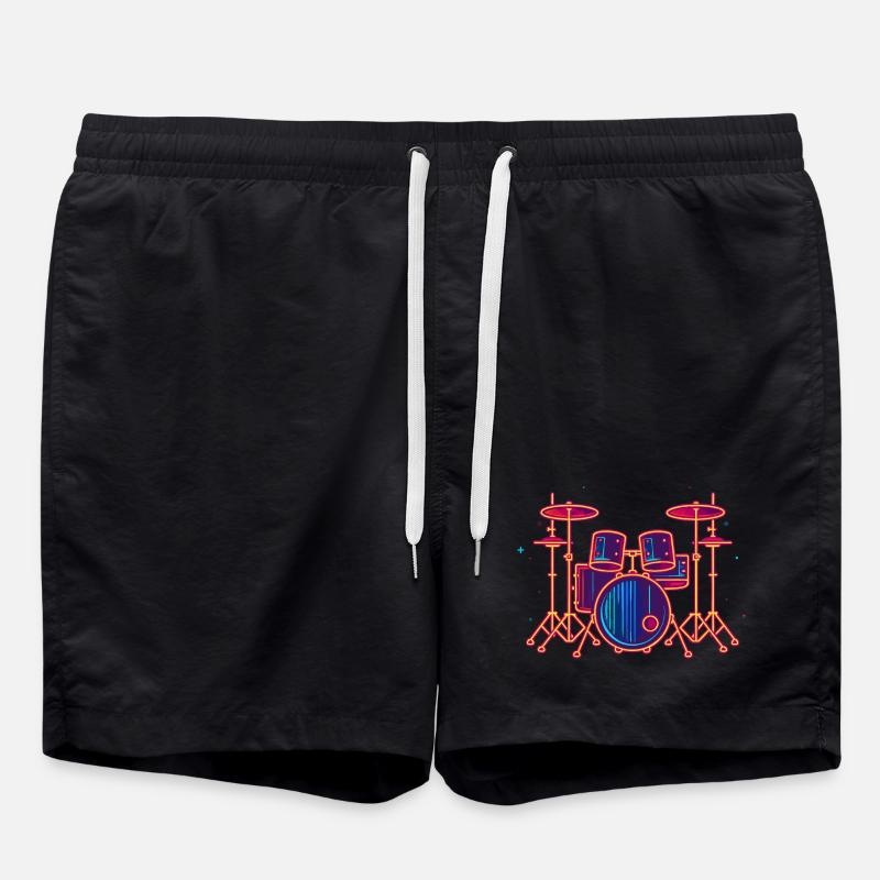 Schlagzeug Grafik - Badeshorts - Schwarz