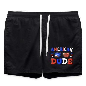 4. Juli Patriotisch Amerika - Badeshorts - Schwarz - Vorne - AI Model Male 185 light (185cm)