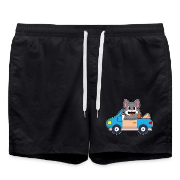 Katze Auto - Badeshorts - Schwarz - Vorne - AI Model Male 185 light (185cm)