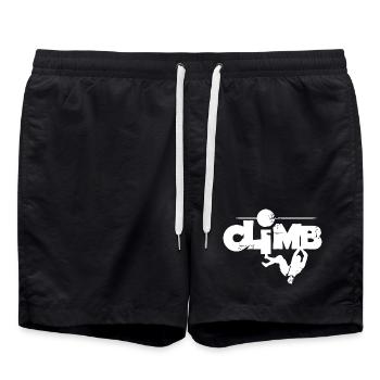 climb klettern Kletterschule Felsen Berge Symbol - Badeshorts - Schwarz - Vorne - AI Model Male 185 light (185cm)