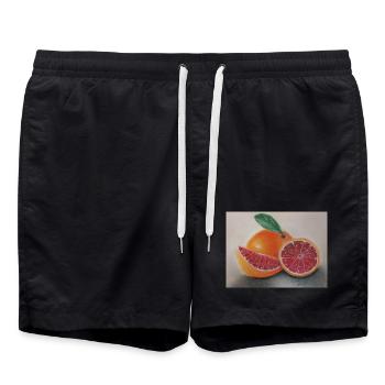 Blood Orange Illustration - Swim Trunks - black - Front - AI Model Male 185 light (185cm)