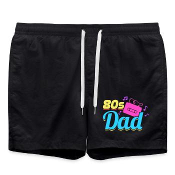 80er Jahre Vater - Badeshorts - Schwarz - Vorne - AI Model Male 185 light (185cm)