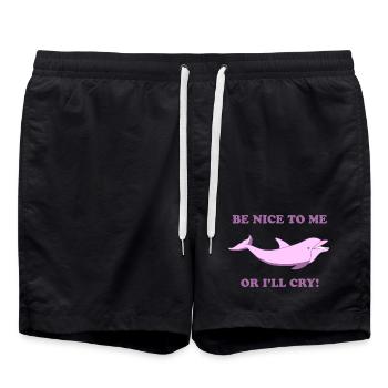 Süßer Delfin – Sois gentil avec moi ou je pleurerai - Short de bain - noir - Devant - AI Model Male 185 light (185cm)