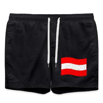Vintage Austria flag - Swim Trunks - black - Front - AI Model Male 185 light (185cm)