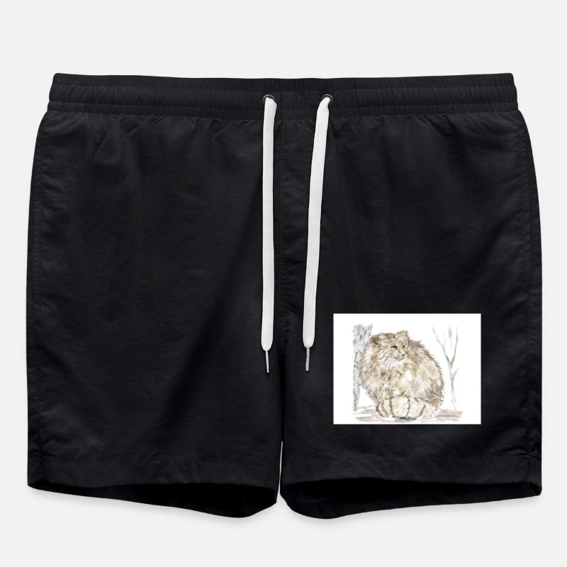 Manul-Wildkatze - Badeshorts - Schwarz