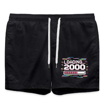 Pixel Retro Design Loading 2000 - Badeshorts - Schwarz - Vorne - AI Model Male 185 light (185cm)