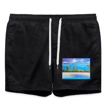 Seenlandschaft mit Bergen und Wald - Badeshorts - Schwarz - Vorne - AI Model Male 185 light (185cm)