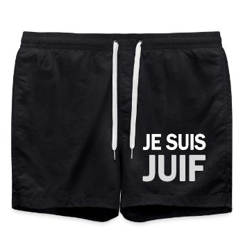 T SHIRT JE SUIS JUIF - Short de bain - noir - Devant - AI Model Male 185 light (185cm)