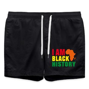 I am Black History - Swim Trunks - black - Front - AI Model Male 185 light (185cm)