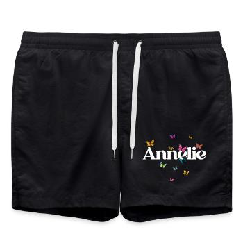 Beau prénom de fille ANNELIE avec des papillons - Short de bain - noir - Devant - AI Model Male 185 light (185cm)