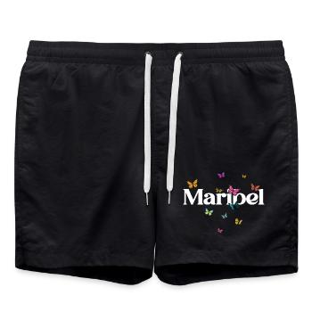 Beautiful girl's name MARIBEL with butterflies - Swim Trunks - black - Front - AI Model Male 185 light (185cm)