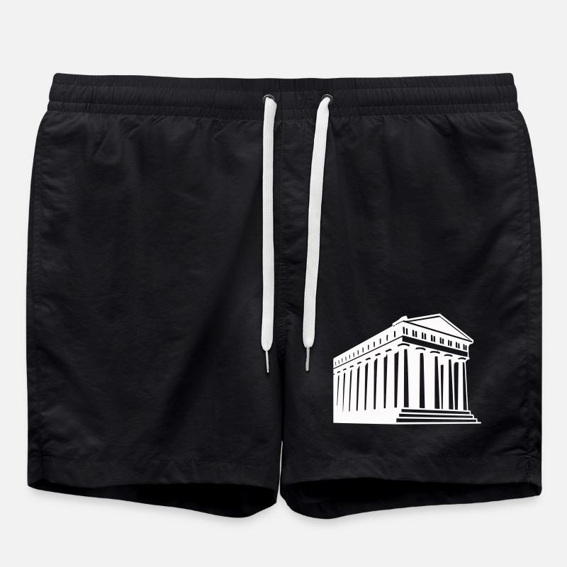 Ancient Greek temple illustration - Swim Trunks - black
