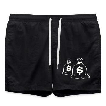 Sac d’argent motif design - Short de bain - noir - Devant - AI Model Male 185 light (185cm)