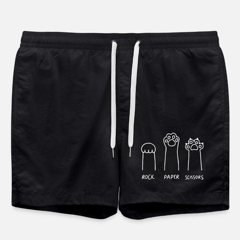 chat pierre papier ciseaux drôle - Short de bain - noir