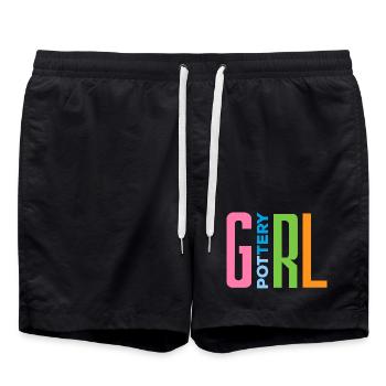 Ceramic Fan Pottery Girl Statement - Swim Trunks - black - Front - AI Model Male 185 light (185cm)