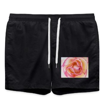 Fleur de rose rose pâle gros plan - Short de bain - noir - Devant - AI Model Male 185 light (185cm)