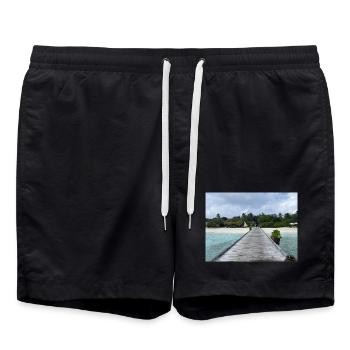 Tropischer Pier am türkis Meer Kudafushi Malediven - Badeshorts - Schwarz - Vorne - AI Model Male 185 light (185cm)