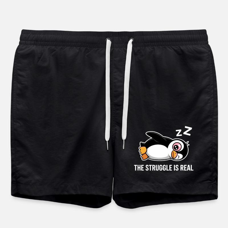 Penguin Funny Saying - Swim Trunks - black