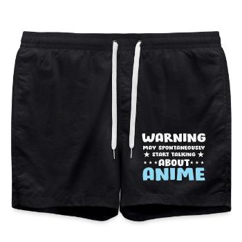 Anime conversation avertissement disant chemise - Short de bain - noir - Devant - AI Model Male 185 light (185cm)