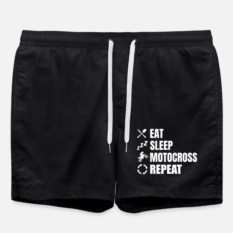 Eat Sleep Motocross Repeat - Swim Trunks - black