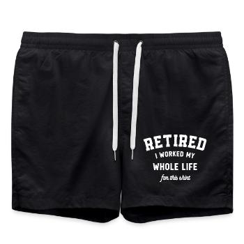 Retired I Worked My Whole Life For This Retirement - Swim Trunks - black - Front - AI Model Male 185 light (185cm)