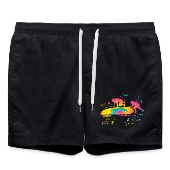 Bobfahrer Bobschlitten Zweierbob - Badeshorts - Schwarz - Vorne - AI Model Male 185 light (185cm)