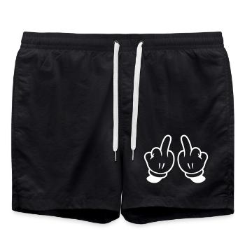 Mittelfinger Hand Frech - Badeshorts - Schwarz - Vorne - AI Model Male 185 light (185cm)