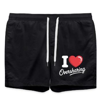 I Love Oversharing Social Media Too Much Info TMI - Badeshorts - Schwarz - Vorne - AI Model Male 185 light (185cm)