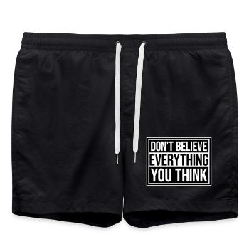 Don't Believe Everything You Think Saying Wisdom - Swim Trunks - black - Front - AI Model Male 185 light (185cm)