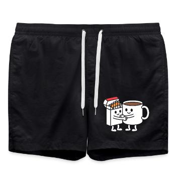 Coffee and Cigarettes  - Funny Balkan Breakfast T- - Swim Trunks - black - Front - AI Model Male 185 light (185cm)
