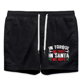 In Torque We Trust In Santa We Hope Funny Car Xmas - Swim Trunks - black - Front - AI Model Male 185 light (185cm)