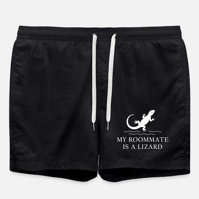 Mein Mitbewohner ist eine Echse - Badeshorts - Schwarz
